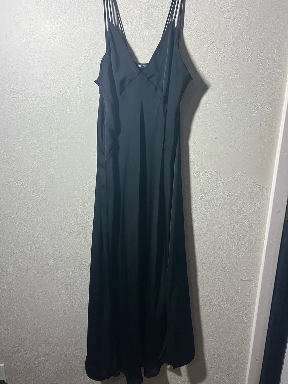Zara size Large Elegant Black Slip Dress with Spaghetti Straps